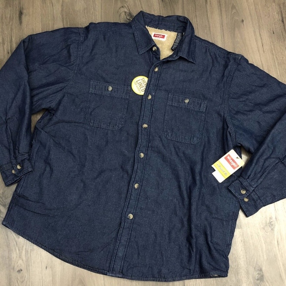 mens fleece lined denim shirt jacket